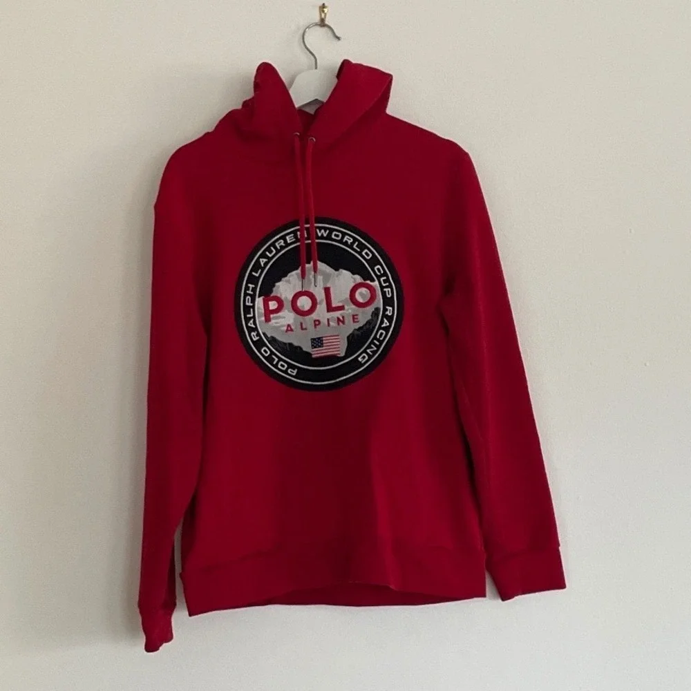 Polo Ralph Lauren Mens Red World Cup Racing‎ Graphic Hoodie Size L Large